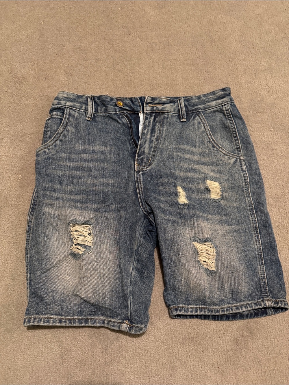 Distressed Blue Denim Men's Shorts